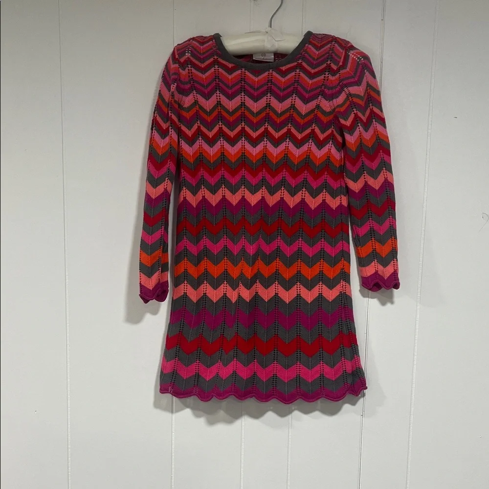 Hanna Andersson Pink and Red Chevron Dress